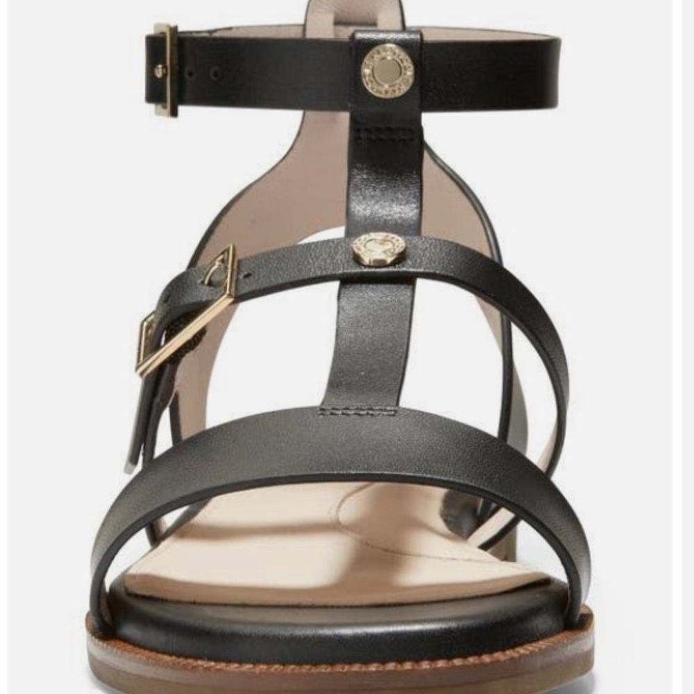 COLE HAAN GRAND SERIES BLACK LEATHER WREN GLADIATOR STYLE SANDALS•S/8.5 - Picture 5 of 13